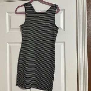 Black and white striped fitted dress
